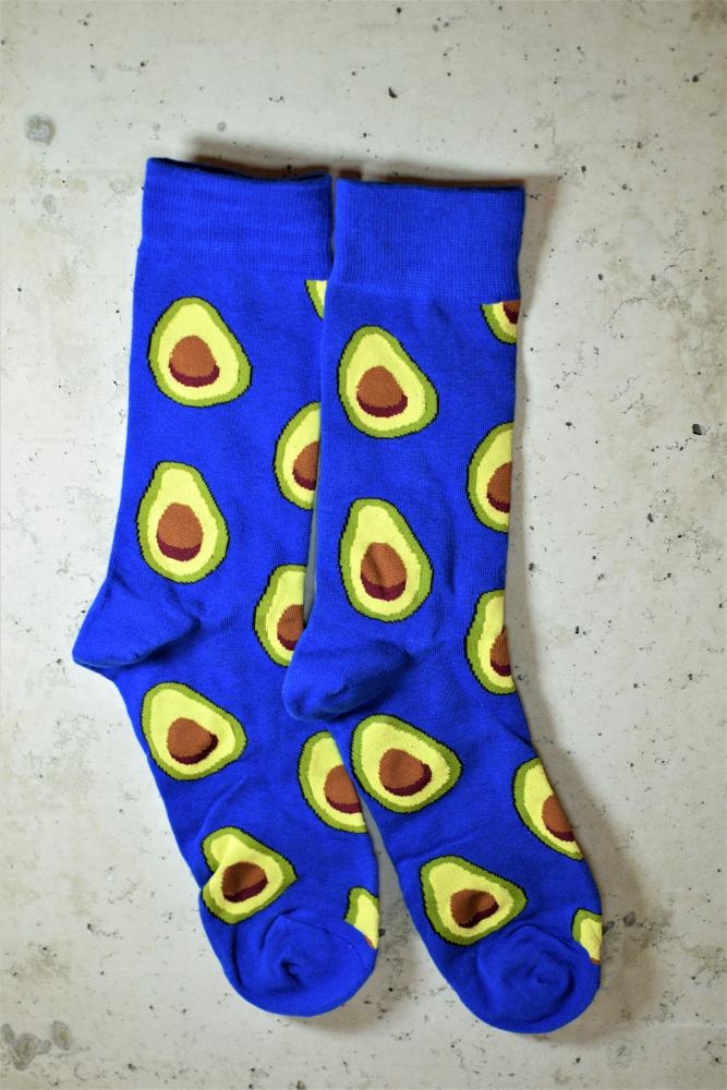 Adult Graphic Socks - Avocados In Blue - One Size