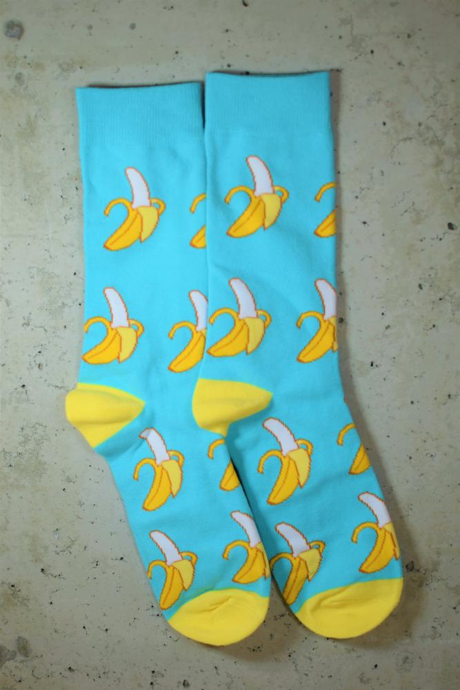 Adult Graphic Socks -  Banana In Blue - One Size