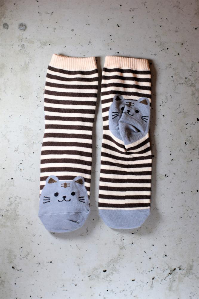 Kid Graphic Socks - Kitty In Gray