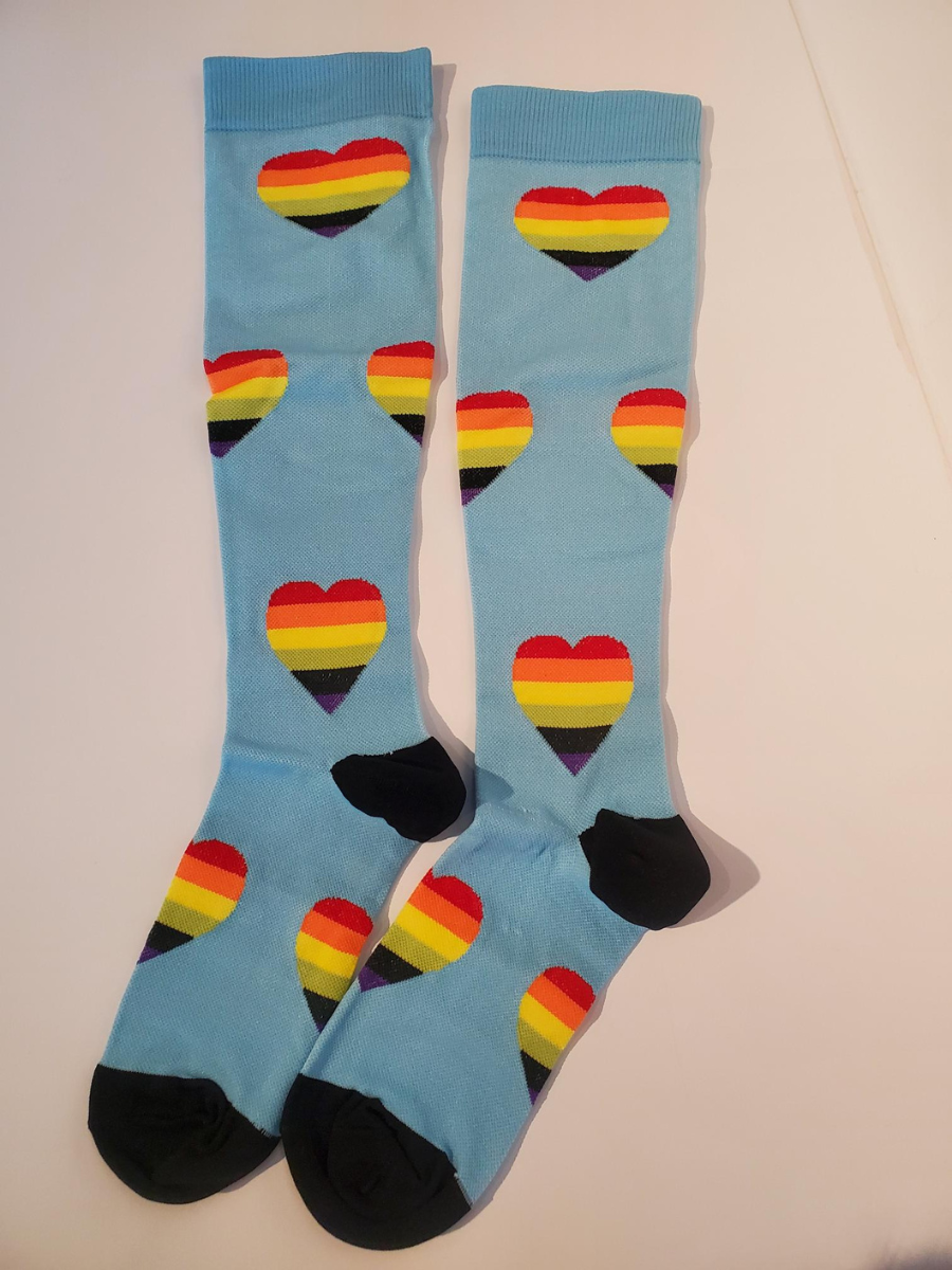 Compression Socks - Blue Rainbow Heart