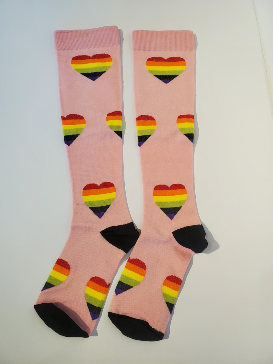 Compression Socks - Pink Rainbow Heart