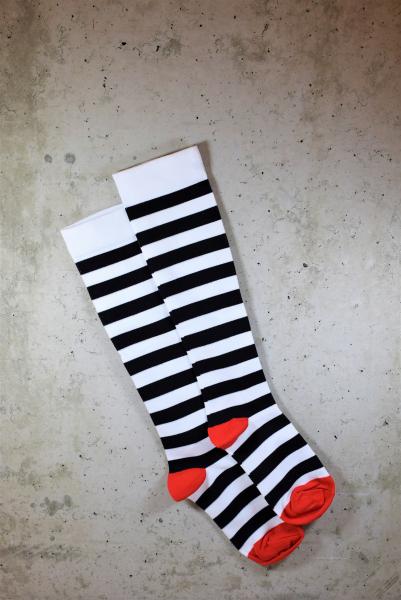 40057001036 Compression Socks - Black Stripes + Red