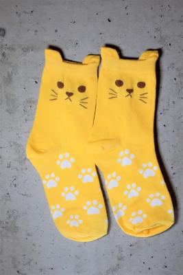 Kid Graphic Socks - Kitty In Yellow