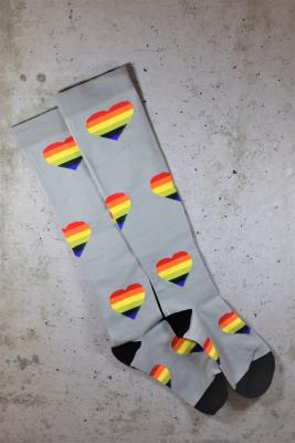Compression Socks - Gray Rainbow Heart
